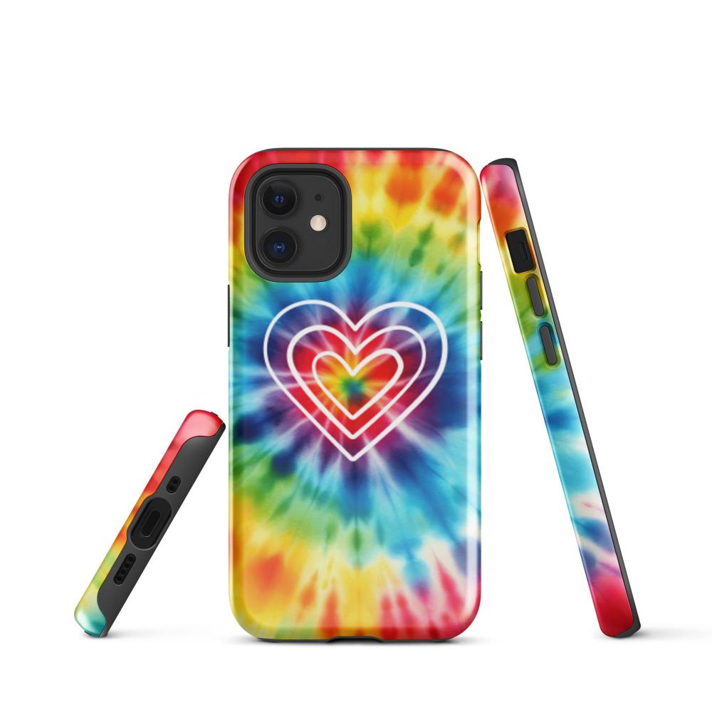 Tie Dye Hearts iPhone 12 mini Tough Case - Glossy Finish - https://ascensionemporium.net
